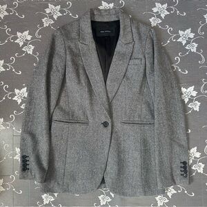 Pink Tartan Grey Wool Blend Blazer Sz